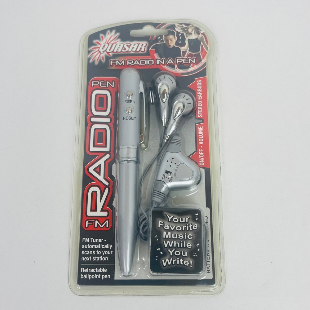 Quasar FM Radio Pen QP-3A Silver Novelty Retractable Ballpoint New 2003 Vintage